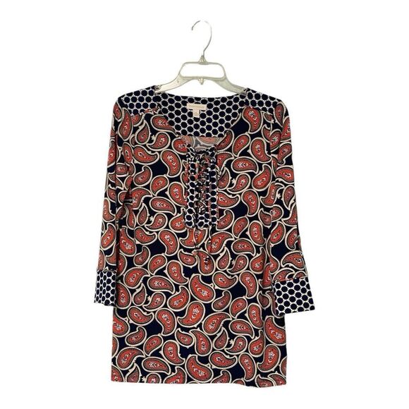 Charter Club Tops - Charter Club Tunic Top Women's Medium Blue Floral Paisley 3/4 Sleeve